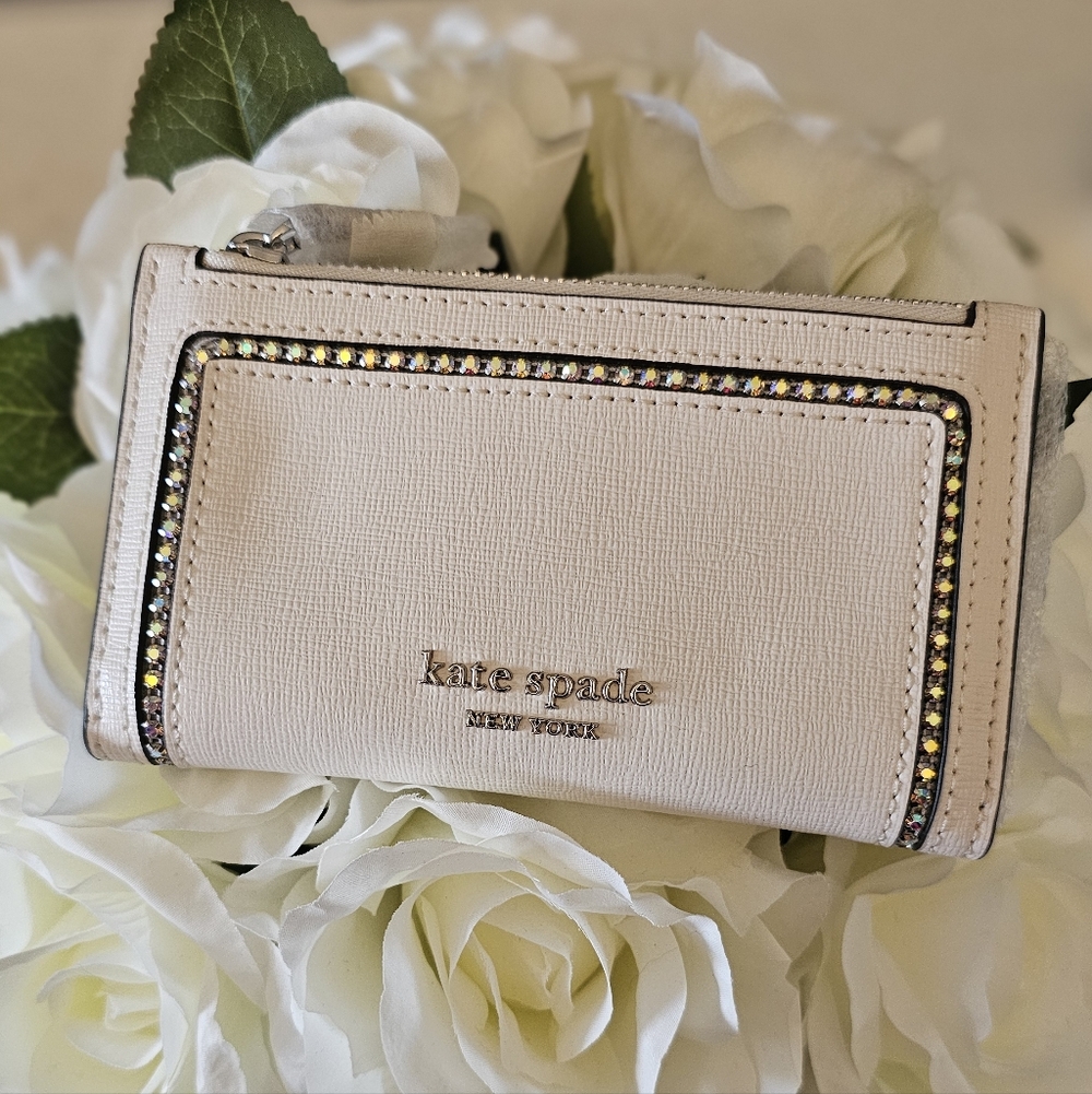 Kate Spade New York Small Crystal-Trim Bifold Wallet